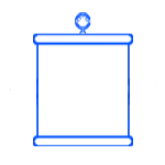 Blue line icon of a pull-down screen